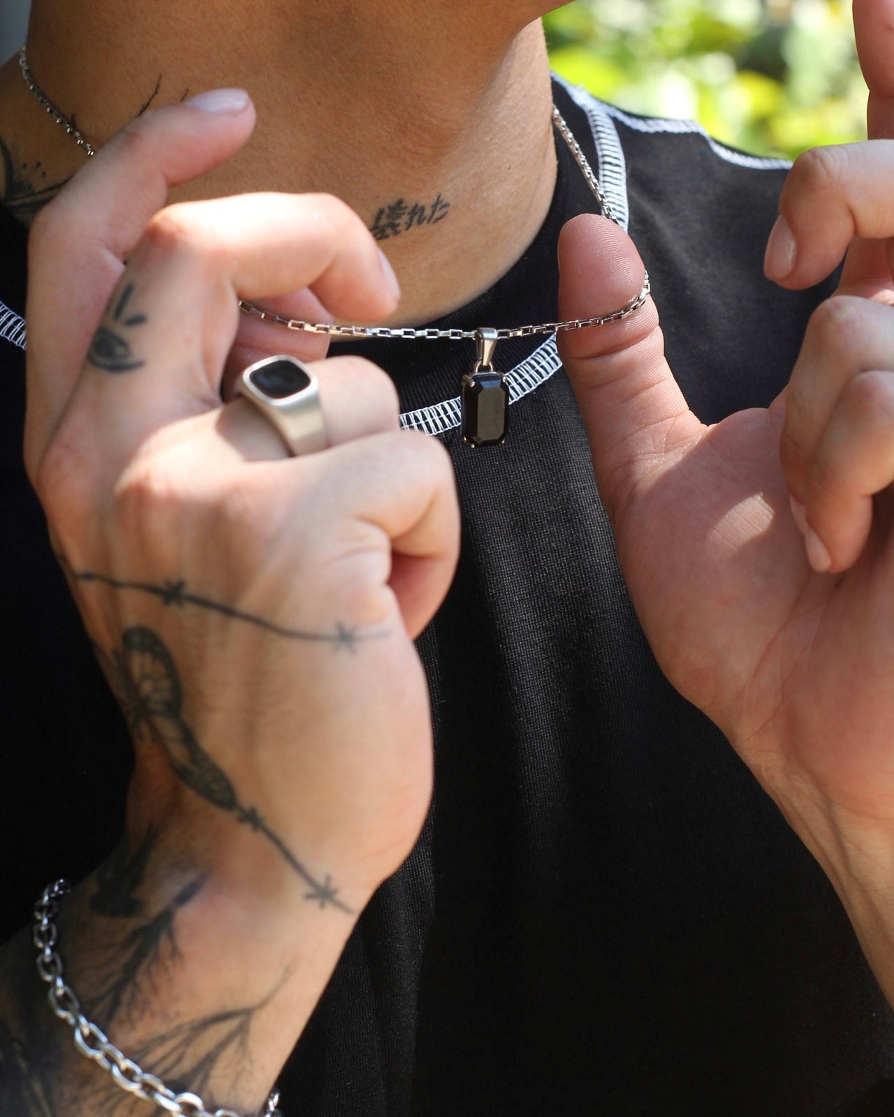 Onyx Pendant - Silver