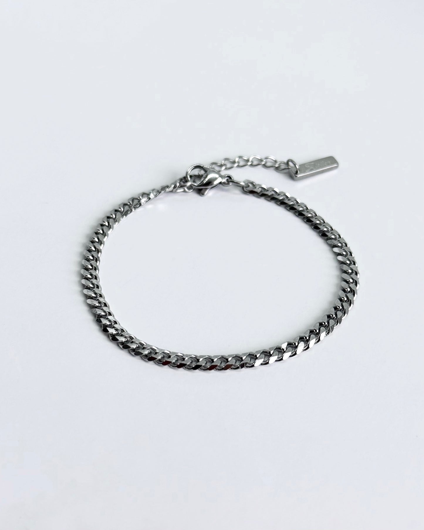 Thin Cuban Bracelet, Silver